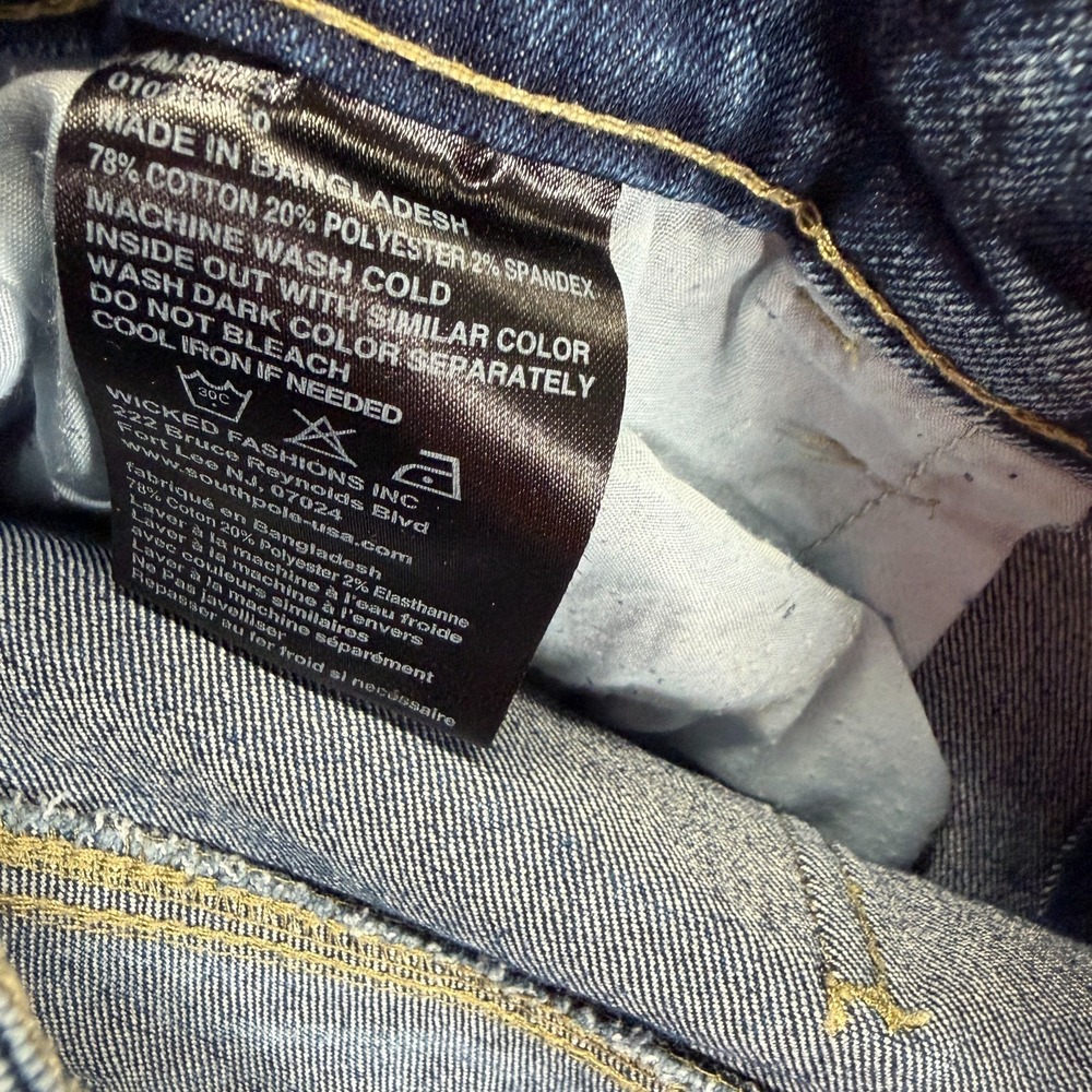 Vintage Southpole Shorts Mens 34 Blue Cotton Denim Bermuda Faded Biker Stretch - Picture 6 of 11